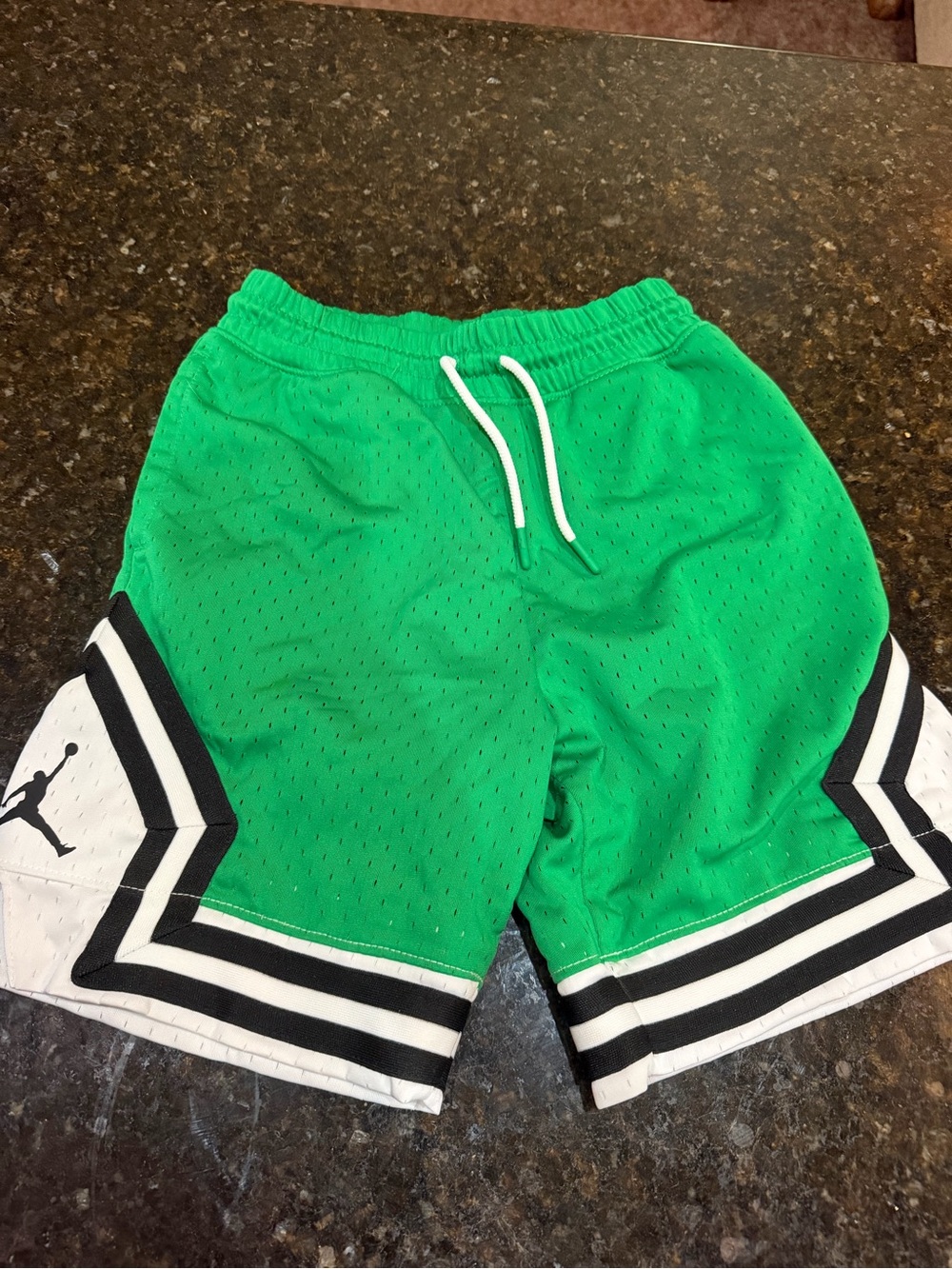 Jordan Bright Green Mesh Athletic Shorts with Black & White Trim